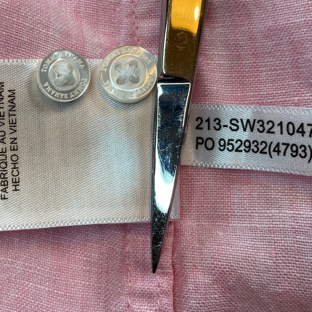 Tommy Bahama 100% Linen Pink Button-Up Shirt Blouse Long Sleeve Sz S/P - Picture 13 of 16